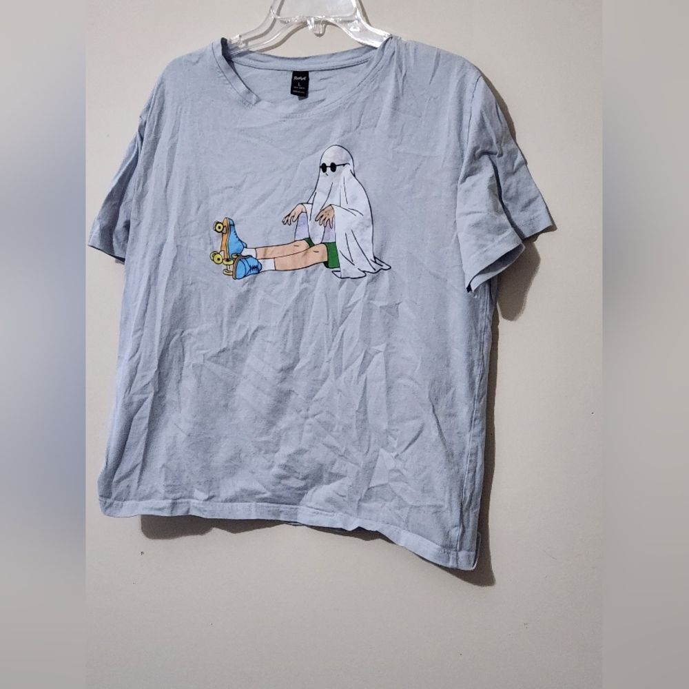 ROMWE Light Blue Ghost Graphic Tee